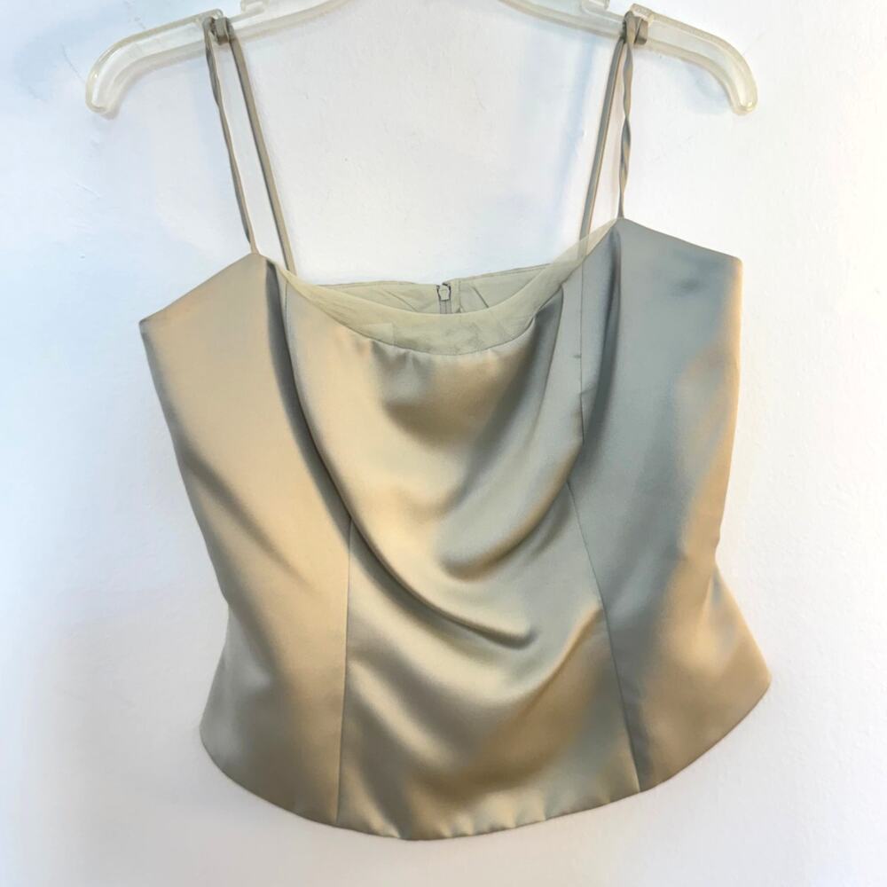 NWT Wtoo Sage Green Satin Cowl Neck Corset Camisole Top Size 10 Wedding Guest